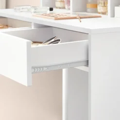 Rootz White Toiletbord - Sminkebord - Makeup Skrivebord - Spånplademateriale - Melaminbelægning - 80 cm x 40 cm x 140 cm - LED-pærer inkluderet - Anti | Fyndiq