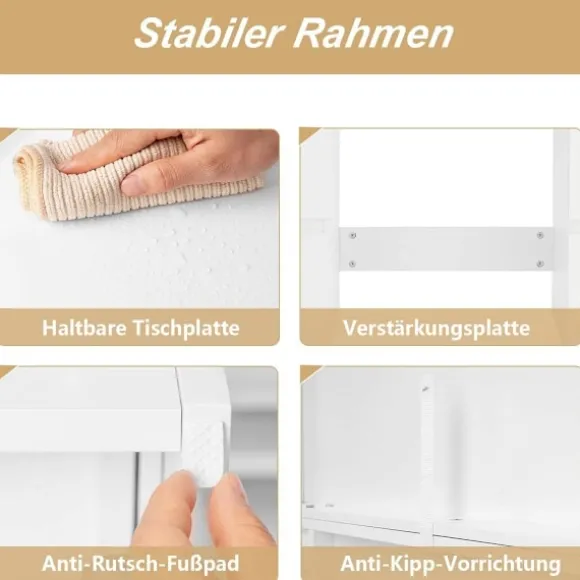 Rootz White Toiletbord - Vanity Desk - Makeup Bord - Justerbar LED-belysning - Rigelig opbevaring - Holdbart design - 110 cm x 140,5 cm x 39,5 cm