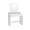 Rootz White Toiletbord med spejl - Sminkebord - Makeupbord - Spånpladekonstruktion - 2 skuffer - 3 rum - Hævet hylde - Pærer - Nem makeup-rutine - Bør | Fyndiq