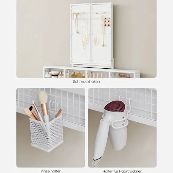 Rootz White Toiletbordsæt - Sminkebord - Makeupbord - Spånplade stålglas - Kunstlæderskumgummi - 40 cm x 90 cm x 141 cm - 28,6 cm x 42 cm x 42,5 cm - | Fyndiq