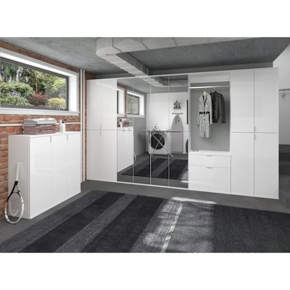 Rootz Wood Garderobe Set - High -Gloss White - Bæredygtigt materiale - Optimal opbevaringsløsning - 91 cm x 99 cm
