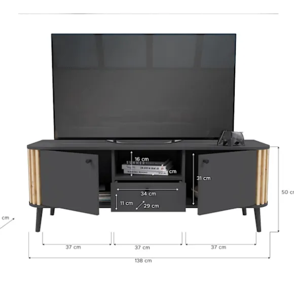 Rootz Wood Material Chest of skuffer - Gray Lowboard Pure - Artisan Oak NB - 138 cm x 50 cm x 40 cm - Bæredygtig FSC -certificerede møbler