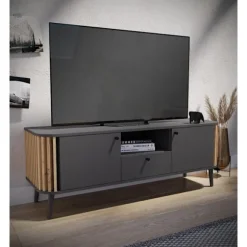 Rootz Wood Material Chest of skuffer - Gray Lowboard Pure - Artisan Oak NB - 138 cm x 50 cm x 40 cm - Bæredygtig FSC -certificerede møbler