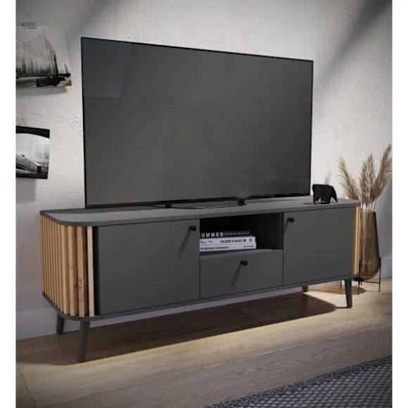 Rootz Wood Material Chest of skuffer - Gray Lowboard Pure - Artisan Oak NB - 138 cm x 50 cm x 40 cm - Bæredygtig FSC -certificerede møbler