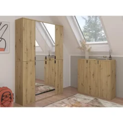 Rootz Wood Material Garderobe - Artisan Oak NB - Systematisk opbevaring - 91 cm x 193 cm - FSC Certified - 2 stykker sæt