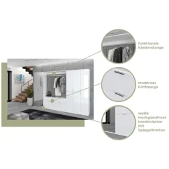Rootz Wood Material High -Gloss White Shoe Chests - Entryway Furniture - Hallway Garderobe - Bæredygtig produktion - 122 cm x 99 cm
