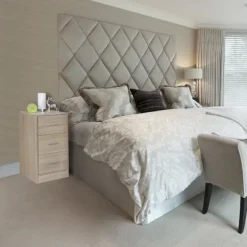 Rootz wood Moderne skænk med 3 skuffer sonoma - Design Natbord 37,5 x 68 x 35 cm - Ekstra højt natbord