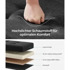 Rootz-sædebrystopbevaring Ottoman - Opbevaringsbænk - Polstret osmannisk - Imiteret linned - Skumpolstring - MDF-konstruktion - 38cm x 110cm x 40cm - | Fyndiq