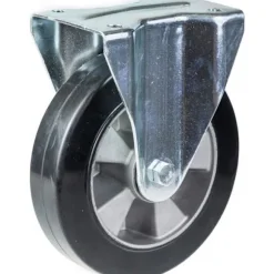 Roulette - Sæt af 4 - 200mm - Sort elastisk gummi - Bremse og fastlåse Svart