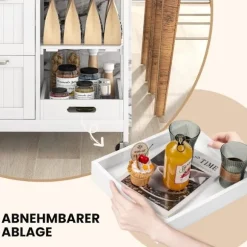 Rullende køkkenø-vogn med 2-lags opbevaring, hvid