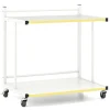 Rullende sidebord med 2 hylder, C-formet, hvid