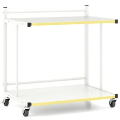 Rullende sidebord med 2 hylder, C-formet, hvid