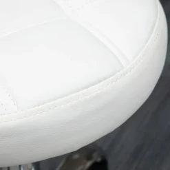 Rulleskammel, højdejusterbar arbejdsskammel, roterende salontaburet til kontor, massage, kunstlæder, hvid, diameter 35,5 x 51-67 cm