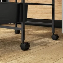Rullevogn Serveringsvogn med 3 etagers håndtag Opbevaringsvogn til køkken Stue 40,8 x 33,5 x 60,5 cm Sort
