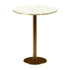 Rund høj bar Ø 60 cm Rom bistro terrazzo Vit