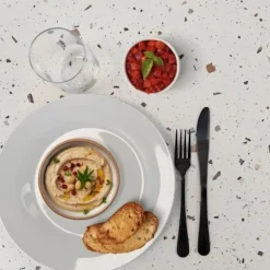 Rund høj bar Ø 60 cm Rom bistro terrazzo Vit