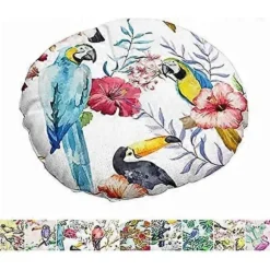 Rund linnedpude stolhynde, quiltet sædehynde blomster- og fugleserie gulv tatami komfortable polstrede sofa spisebordsstole hynder COLOR Blue Parrot | Fyndiq