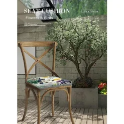 Rund linnedpude stolhynde, quiltet sædehynde blomster- og fugleserie gulv tatami komfortable polstrede sofa spisebordsstole hynder COLOR Blue Parrot | Fyndiq