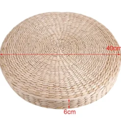 Rund Meditationspude af Halm - 40 cm Blød Yogamåtte