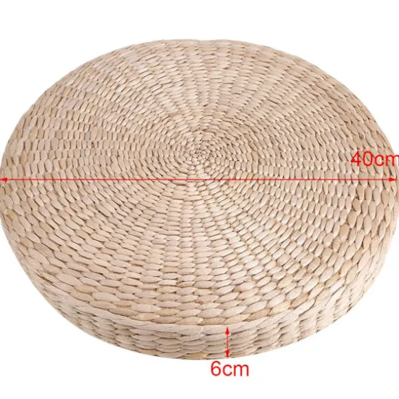 Rund Meditationspude af Halm - 40 cm Blød Yogamåtte