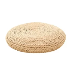 Rund Natur Pouf Vævet Pude Fyld Silkefloss Pude Blød Yoga Stol Sæde Måtte Vindue Pude (B (FMY) as shown