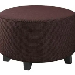 Rund Ottoman Betræk Jacquard Stretch Puf Betræk, Fodskammel Betræk Møbelbeskytter Skammel Betræk med Elastisk Bund Skridsikker, LILLE
