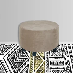 Rund Ottoman Fodskammel Betræk Til Diameter 48-55 Cm, Brun