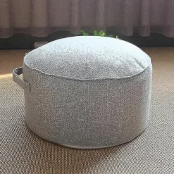 Rund Puf Skammel Komfortabel Ottoman Gulvpude Flytbar Fodstøtte Vaskbart Betræk til-Perfet Light grey