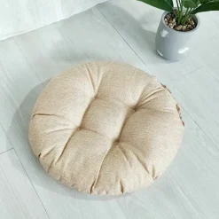 Rund Sædepude, Bomuldslinned Tatami Gulvpude, Blød Tyk