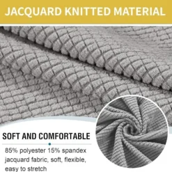 Rund stræk jacquardbetræk (khaki, stor), fodskammelbetræk, skammelbeskyttelsesbetræk, skridsikker elastisk bund