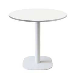 Runde bord Ø 70 cm - model Round hvid fod hvid kanter i inox Vit