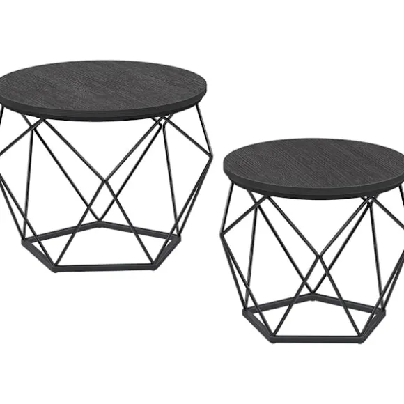 Runde sofaborde i metal - Sort industrielt design