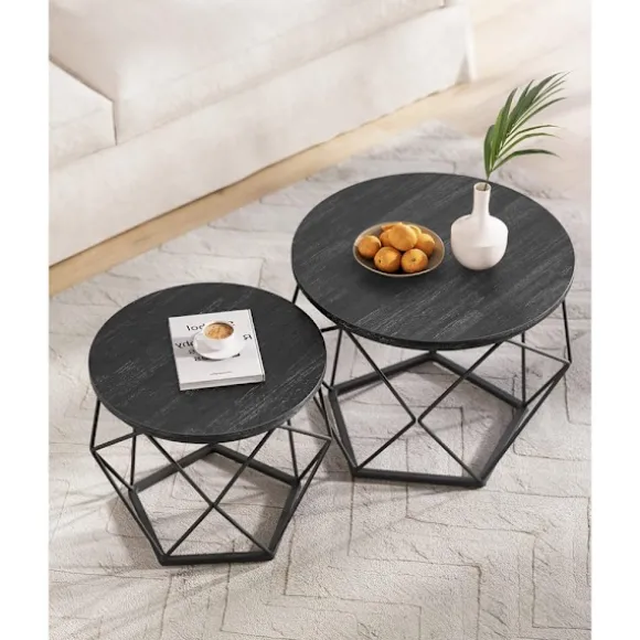 Runde sofaborde i metal - Sort industrielt design