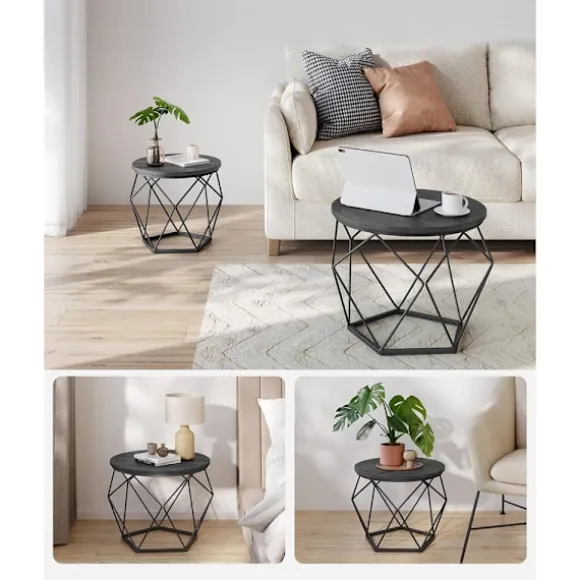 Runde sofaborde i metal - Sort industrielt design