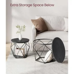 Runde sofaborde i metal - Sort industrielt design