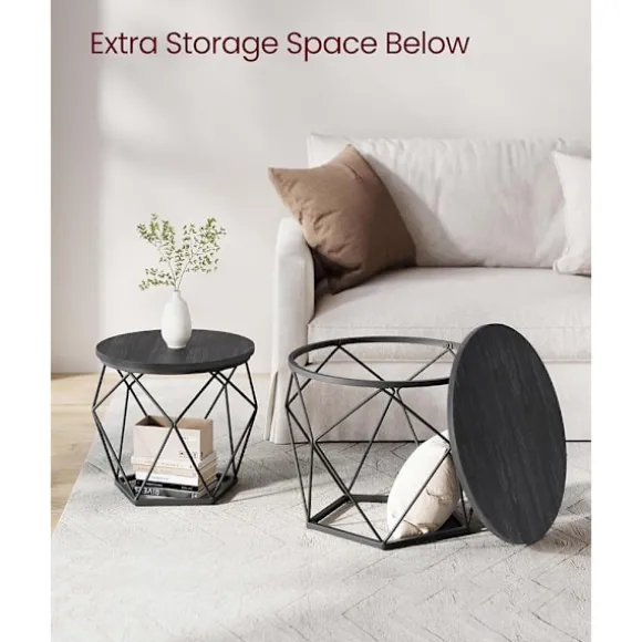 Runde sofaborde i metal - Sort industrielt design