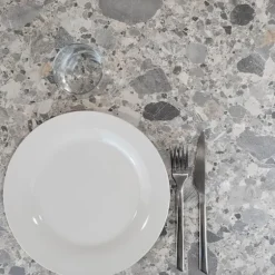 Rundt bord Ø 80 cm - model Bazila terrazzo cepp Grå