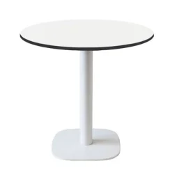 Rundt bord Ø 70 cm - model Round hvid fod med sorte kanter Vit
