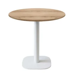 Rundt bord Ø 70 cm - model Round hvid fod egetræ Delano brun