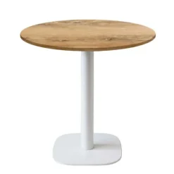 Rundt bord Ø 70 cm - model Round hvid egesokkel brun