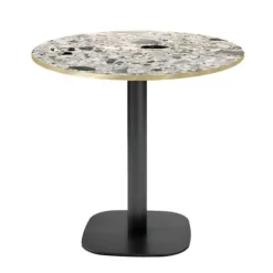 Rundt bord Ø 70 cm - Rund terrazzo cepp model med messingkanter Grå