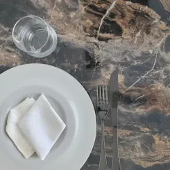 Rundt bord Ø 70 cm Rom bistro marmor med glans Svart