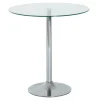 Rundt glas spisebord, 70 cm, metal understel