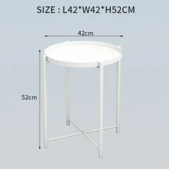 Rundt sidebord i pulverlakeret metal 44 cm - Hvid