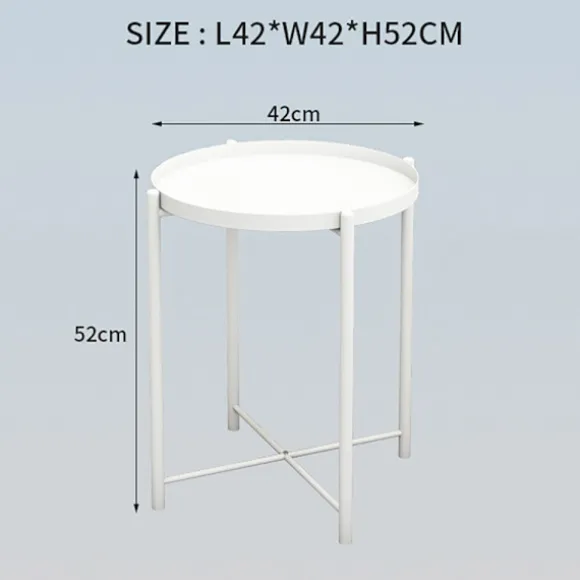 Rundt sidebord i pulverlakeret metal 44 cm - Hvid