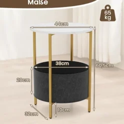Rundt sidebord med aftagelig filtkurv og metalstel
