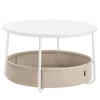 Rundt sofabord med opbevaringskurv - hvid/beige