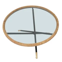 Rundt sofabord, sort metal og rotting, 80 cm