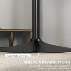 Rundt sort barbord, MDF og stål, Ø70 x 102 cm