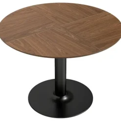 Rundt spisebord, 110 cm, MDF og stål, plads til 6